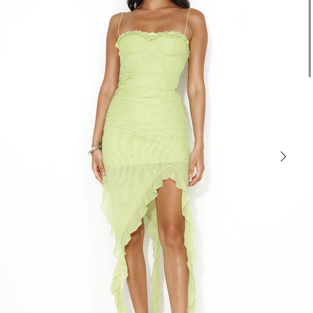 Hello Molly Green One Shoulder Asymmetrical Dress